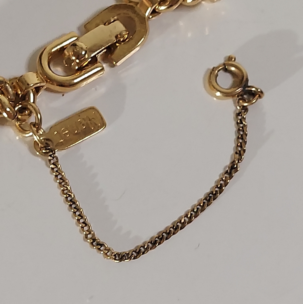 MONET Signed Gold Toned Four Dangle Removable Playful Charm Statement Bracelet - Picture 13 of 16